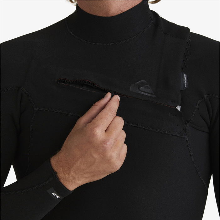 2024 Quiksilver Hombres Highline 4/3mm Chest Zip Neopreno EQYW103209 - Black